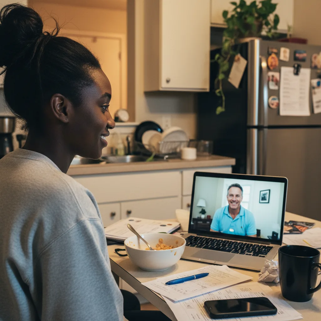 Homebuyer on a video call with her BEDRWay advisor